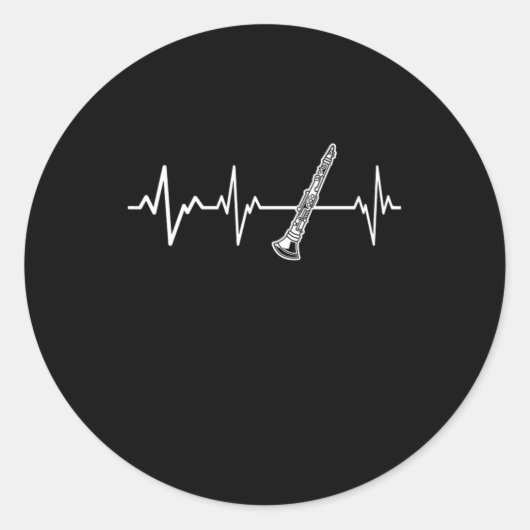 Clarinet Heartbeat Classic Clarinetist Gift Idea Ronde Sticker (Voorkant)