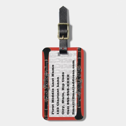 Clarinet Hoesje Label Bagagelabel (Voorkant verticaal)