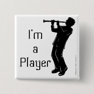 Clarinet, ik ben een speler vierkante button 5,1 cm