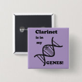 Clarinet in mijn genen vierkante button 5,1 cm (Voorkant /achterkant)