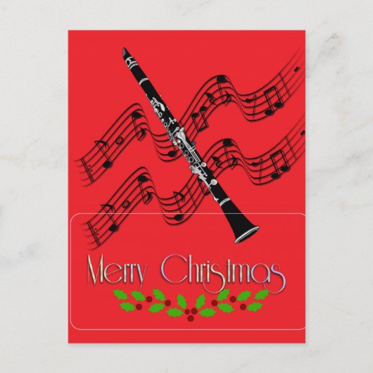Clarinet KerstHollly Briefkaart (Voorkant)
