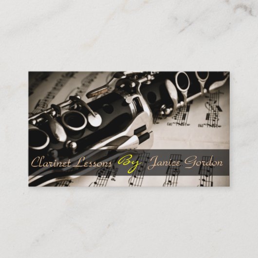 clarinet Lessons Instrument Music Instructor Visitekaartje (Voorkant)