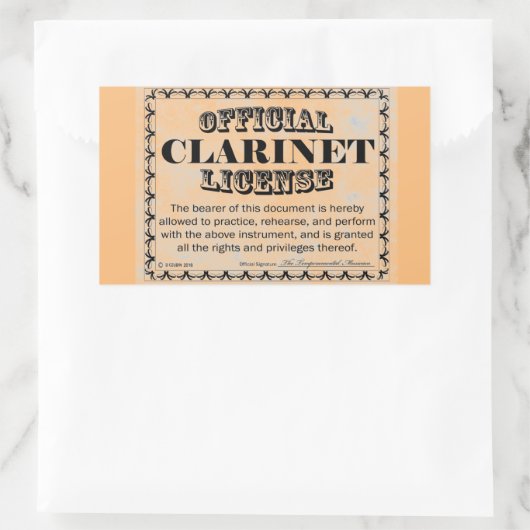 Clarinet License Rectangular Sticker (Tas)