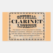Clarinet License Rectangular Sticker (Voorkant)
