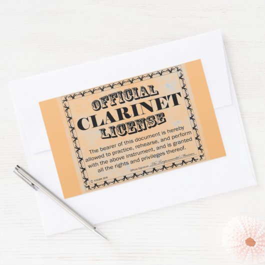 Clarinet License Rectangular Sticker (Envelop)