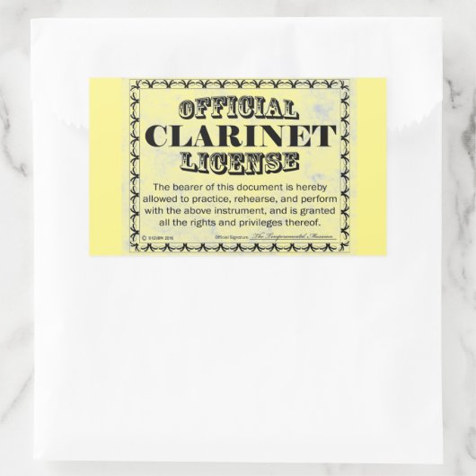 Clarinet License Rectangular Sticker (Tas)