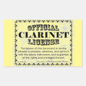 Clarinet License Rectangular Sticker (Voorkant)