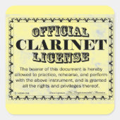 Clarinet License Square Sticker (Voorkant)