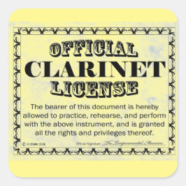 Clarinet License Square Sticker