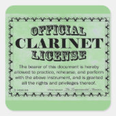 Clarinet License Square Sticker (Voorkant)