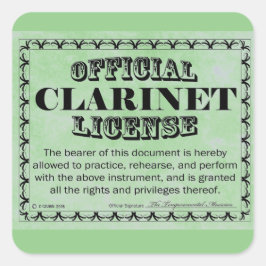 Clarinet License Square Sticker