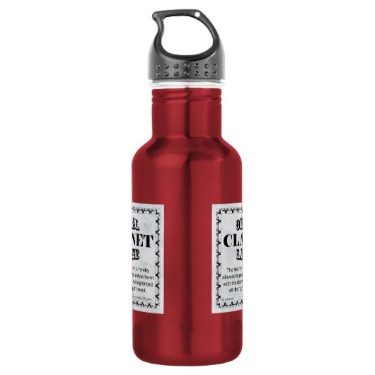 Clarinet-licentie Waterfles (Achterkant)