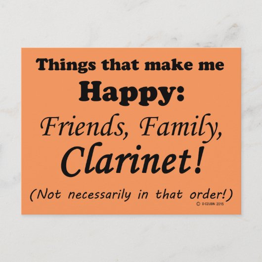 Clarinet maakt me gelukkig briefkaart (Voorkant)