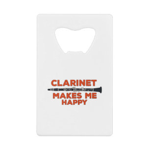 Clarinet maakt me gelukkig creditkaart flessenopener