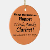 Clarinet maakt me gelukkig keramisch ornament (Rechts)