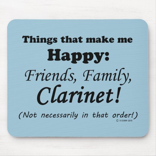 Clarinet maakt me gelukkig muismat (Voorkant)