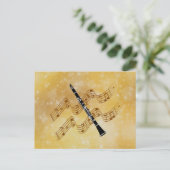 Clarinet, magische gouden muziek briefkaart (Staand voorkant)