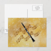 Clarinet, magische gouden muziek briefkaart (Voorkant / Achterkant)