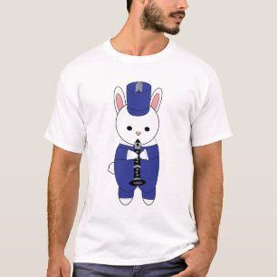 Clarinet Marching Band Bunny Rabbit Blue T-shirt