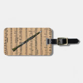 Clarinet met achtergrond voor vel muziek bagagelabel (Voorkant horizontaal)