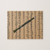 Clarinet met achtergrond voor vel muziek legpuzzel (Horizontaal)