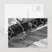 Clarinet met blademuziek briefkaart (Voorkant / Achterkant)