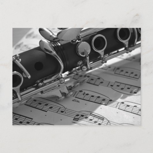 Clarinet met blademuziek briefkaart (Voorkant)
