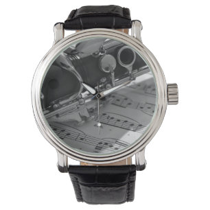 Clarinet met blademuziek horloge