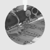 Clarinet met blademuziek ornament (achterkant)