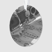 Clarinet met blademuziek ornament (voorkant)