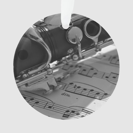 Clarinet met blademuziek ornament (voorkant)