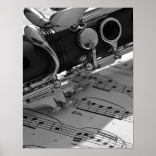 Clarinet met blademuziek poster