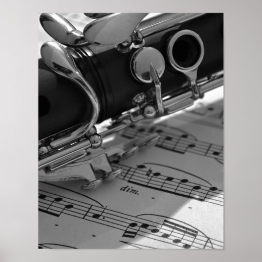 Clarinet met blademuziek poster (Voorkant)