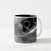 Clarinet met blademuziek tweekleurige koffiemok (Voorkant rechts)