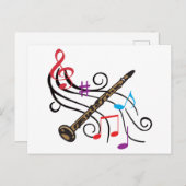Clarinet met muziek briefkaart (Voorkant / Achterkant)