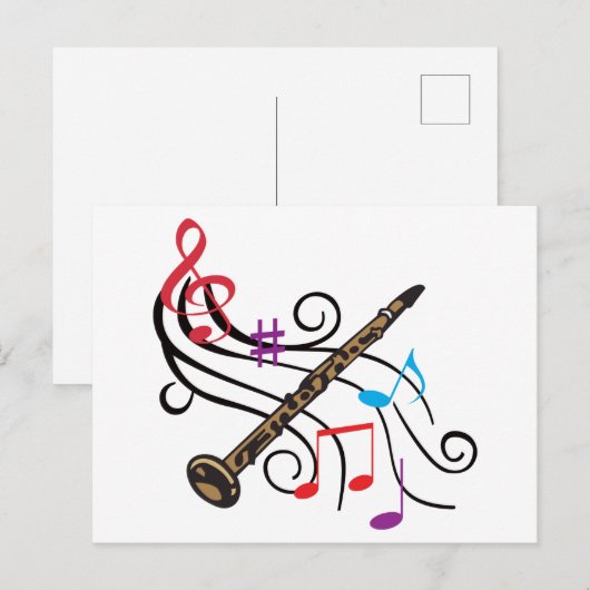 Clarinet met muziek briefkaart (Voorkant / Achterkant)