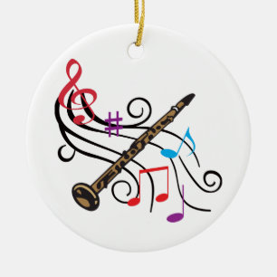 Clarinet met muziek keramisch ornament