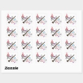 Clarinet met muziek vierkante sticker (Vel)