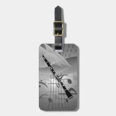 Clarinet met muziekaccessoires bagagelabel (Voorkant verticaal)