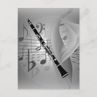 Clarinet met muziekaccessoires briefkaart