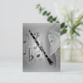 Clarinet met muziekaccessoires briefkaart (Staand voorkant)