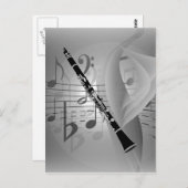 Clarinet met muziekaccessoires briefkaart (Voorkant / Achterkant)