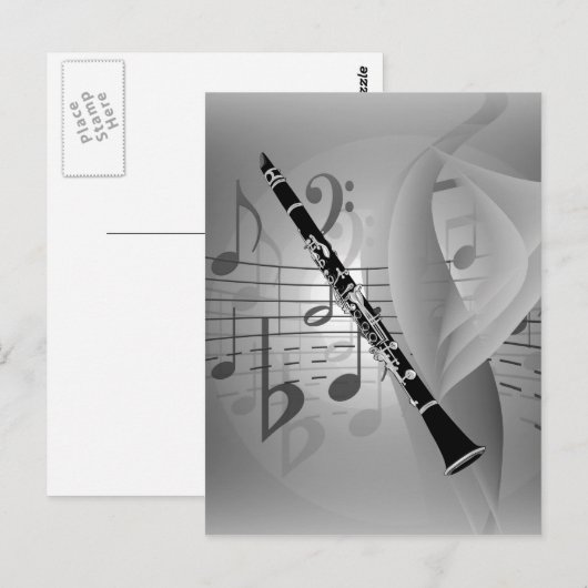 Clarinet met muziekaccessoires briefkaart (Voorkant / Achterkant)