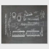 Clarinet met muziekaccessoires cadeaupapier (Vlak)