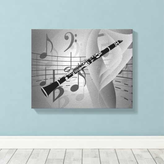 Clarinet met muziekaccessoires canvas afdruk (Insitu (Houten vloer))