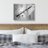 Clarinet met muziekaccessoires canvas afdruk (Insitu (Slaapkamer))