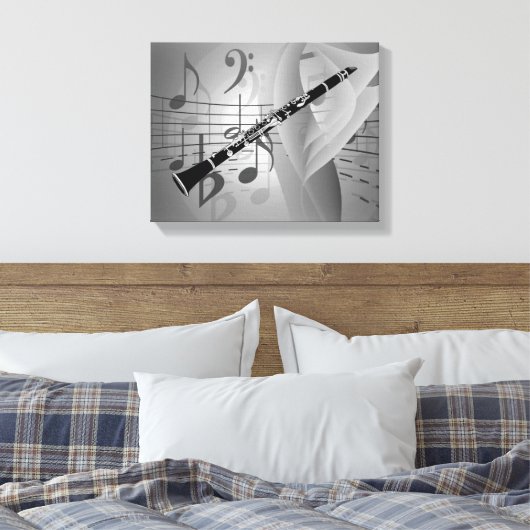 Clarinet met muziekaccessoires canvas afdruk (Insitu (Slaapkamer))