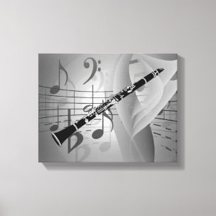 Clarinet met muziekaccessoires canvas afdruk