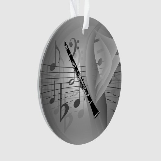 Clarinet met muziekaccessoires ornament (voorkant)