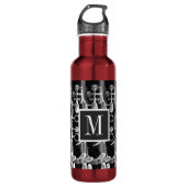 Clarinet met rood, zwart en wit monogram waterfles (Voorkant)